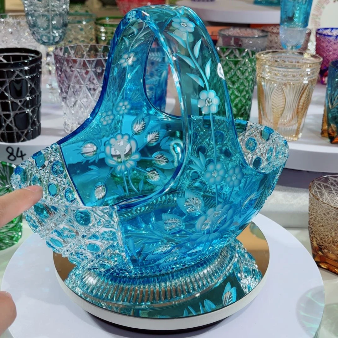 雅***惠平底款水晶玻璃-水晶提篮