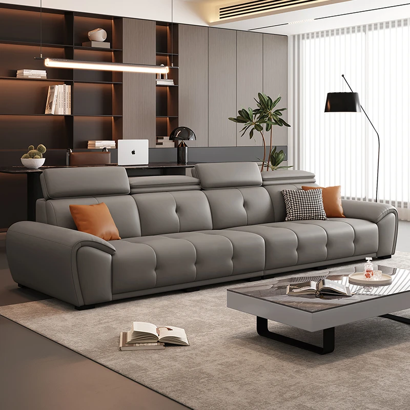 意式极简可调节现代真皮沙发客厅家用全真皮直排单人位头层牛皮