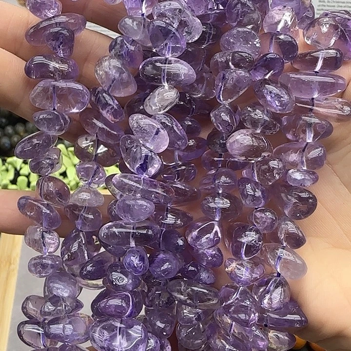 查罗石合金珠宝半成品紫水晶随形一条