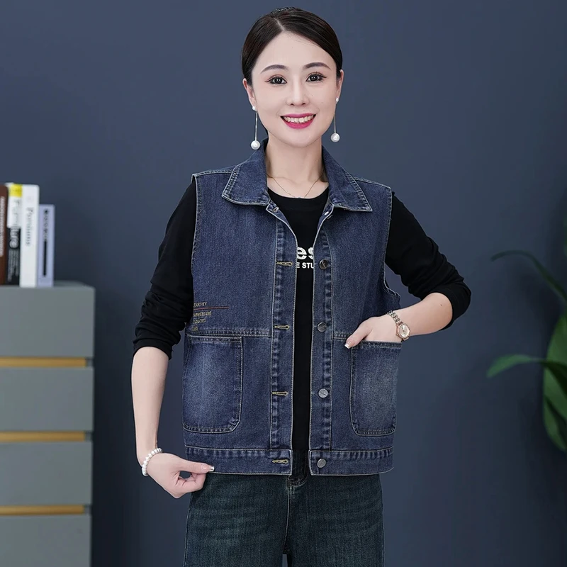 时尚牛仔马甲外套女2025年春秋新款韩版洋气显瘦无袖坎肩马夹上衣