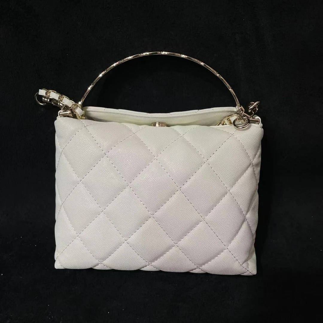 TOLEX2025新款手工女包重工饭盒手提黑白蓝红色18cm