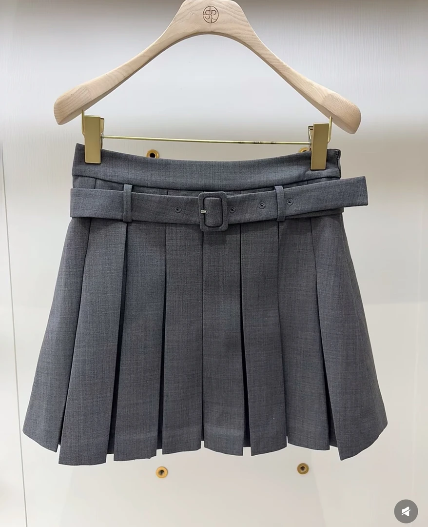 【11 Studio】sst高腰A字腰带百褶裙