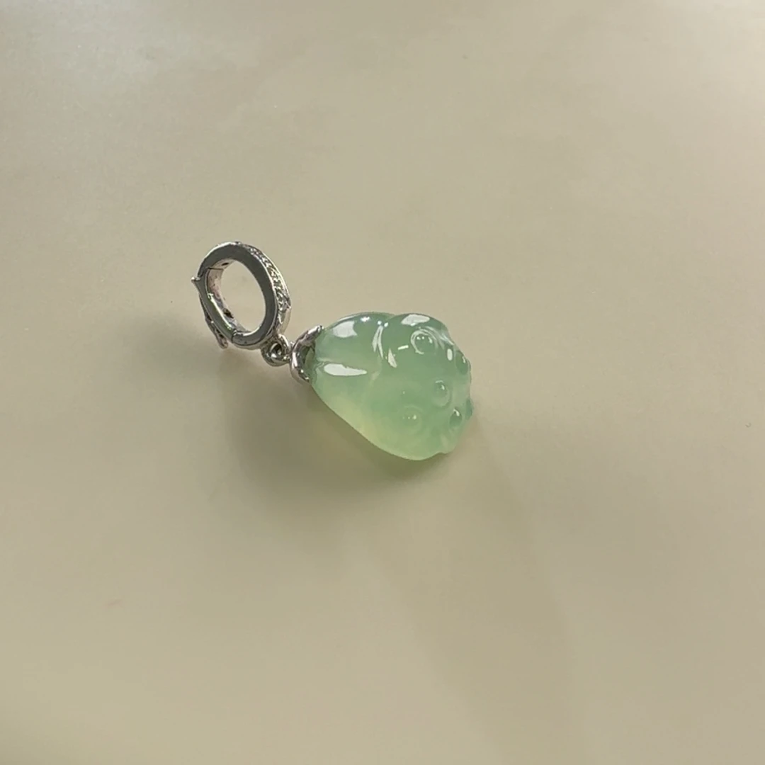 翡翠手链18K金镶嵌晴绿莲蓬小滴溜