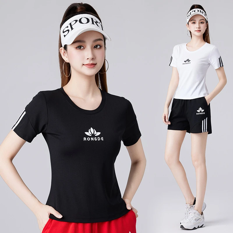 鬼步舞服装新款夏季团体广场舞时尚运动短袖短裤套装健身操跳舞服