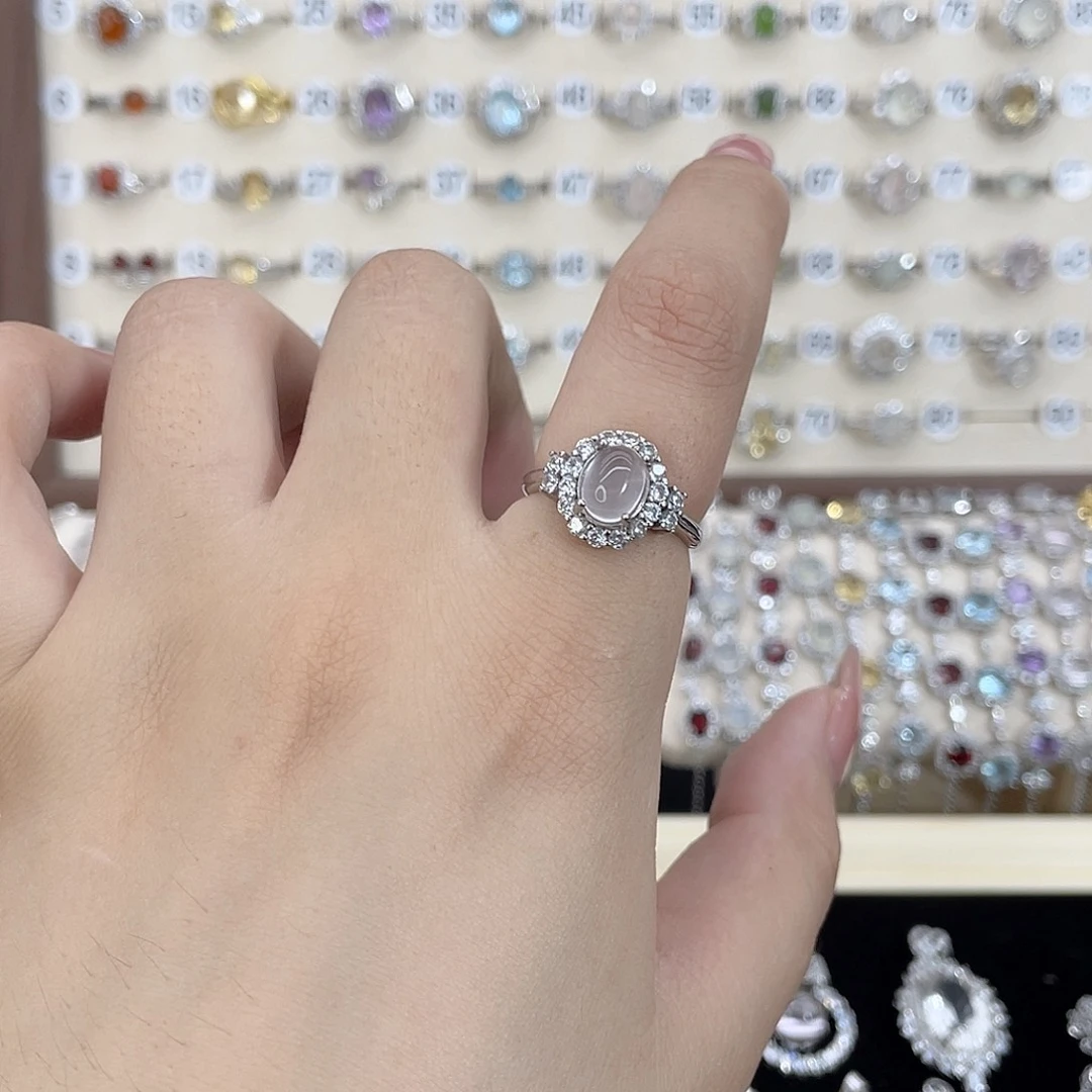 芙蓉石戒指银S925镶嵌