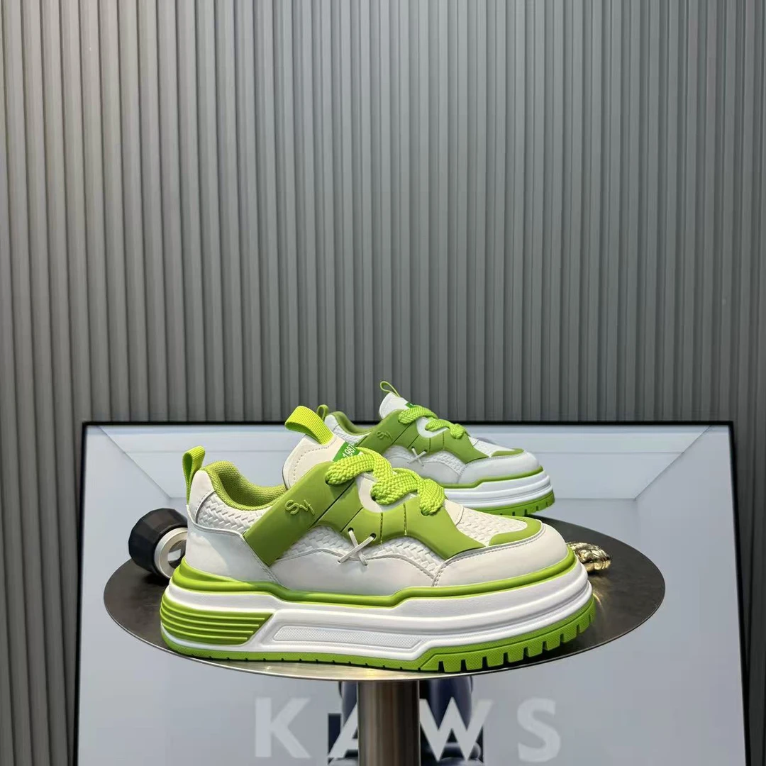 厚底秋季休闲鞋拼色素面板鞋休闲风男士百搭潮流鞋子运动鞋潮鞋