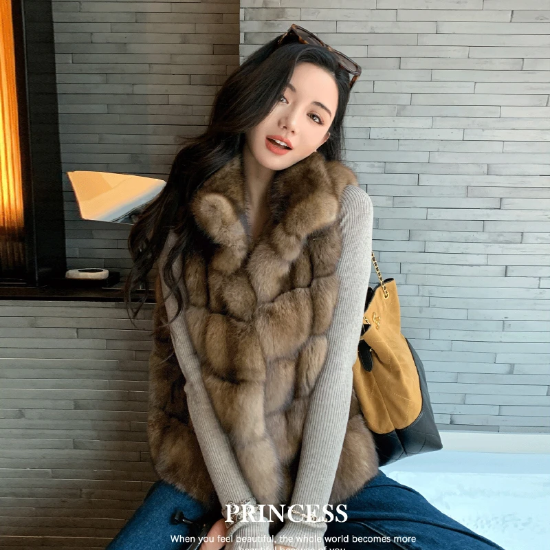 秋冬新款毛茸茸仿皮草时尚洋气复古仿貂毛百搭气质女马甲背心外套