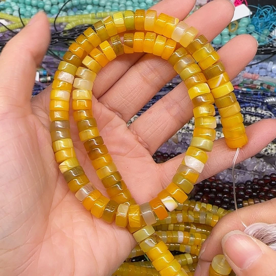 玛瑙/玉髓合金珠宝半成品黄玛瑙8mm一条