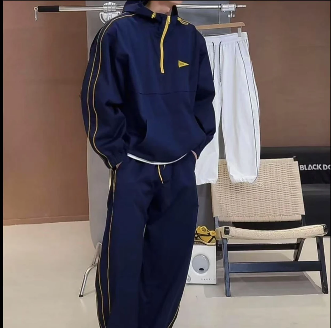 【语乐】080/061撞色条织带运动套装春夏薄款连帽冲锋衣外套休闲裤