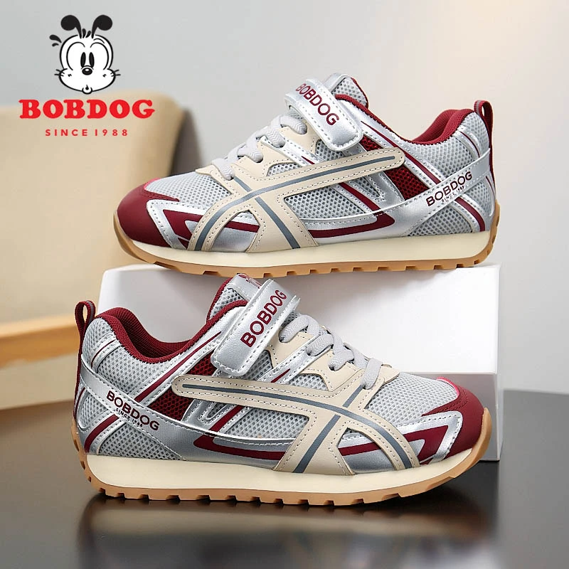 巴布豆童鞋魔术贴轻便休闲鞋2025秋冬新款儿童网面透气防滑运动鞋