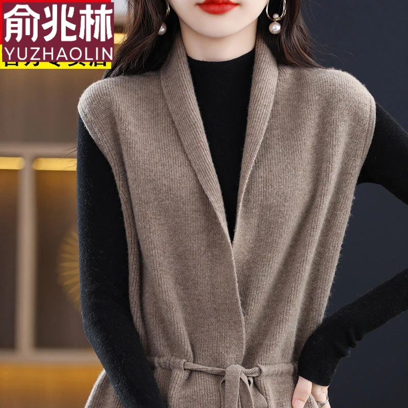 针织衫马甲女2023新款秋冬季外穿毛衣背心宽松外搭开衫坎肩