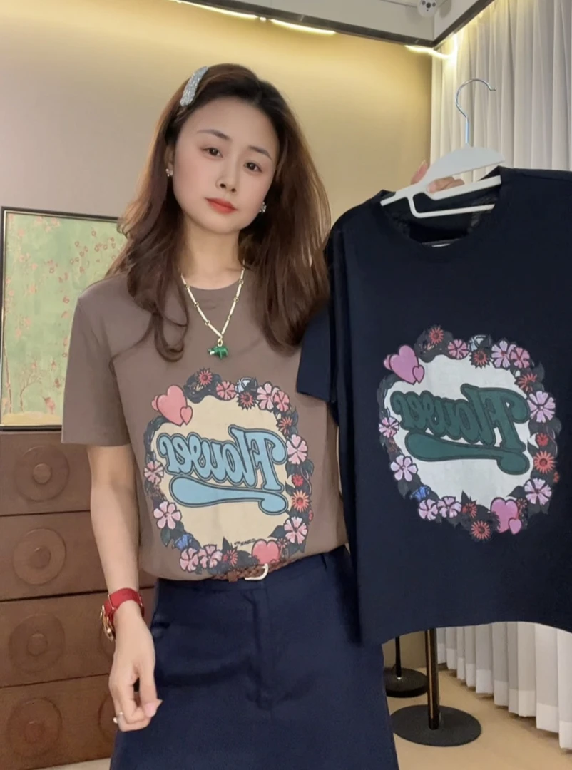 “花园短袖”夏装新款百搭显瘦短袖T恤25316