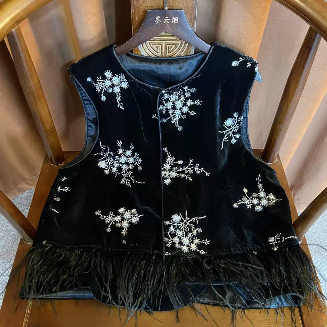 【银兰】新中式时尚女装秋冬高档马甲刺绣中国风优雅女士坎肩