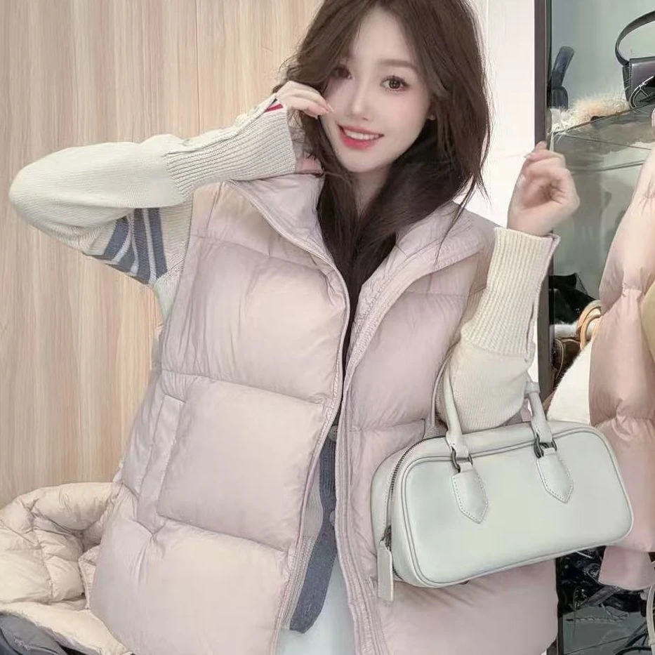 90%白鹅绒羽绒服马甲2025新款简约加厚韩版宽松秋冬坎肩立领背心