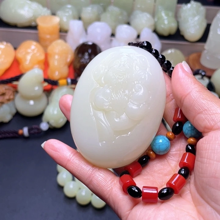 石材方解石手把件