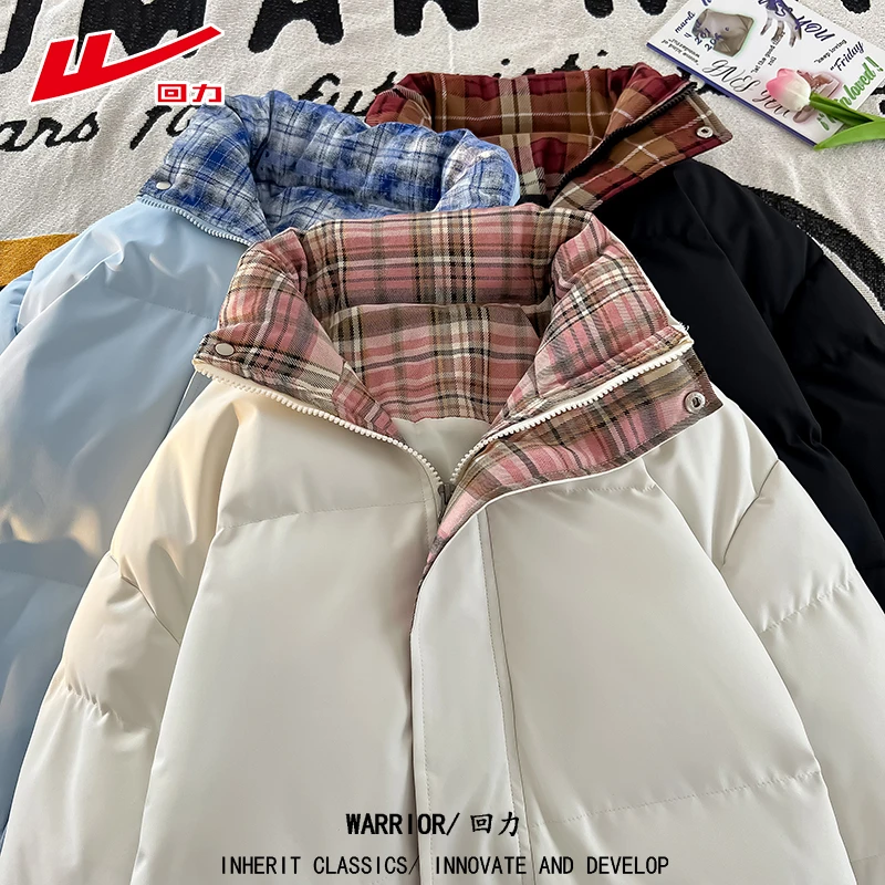 Warrior/回力多巴胺色系保暖棉服插色防水情侣潮流休闲立领棉衣