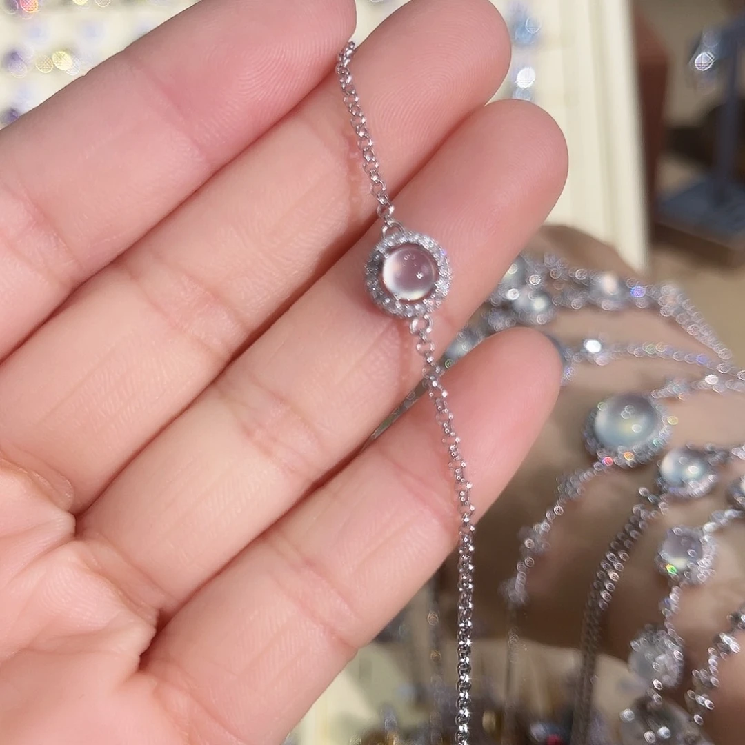 水晶戒指银S925镶嵌不****）手链