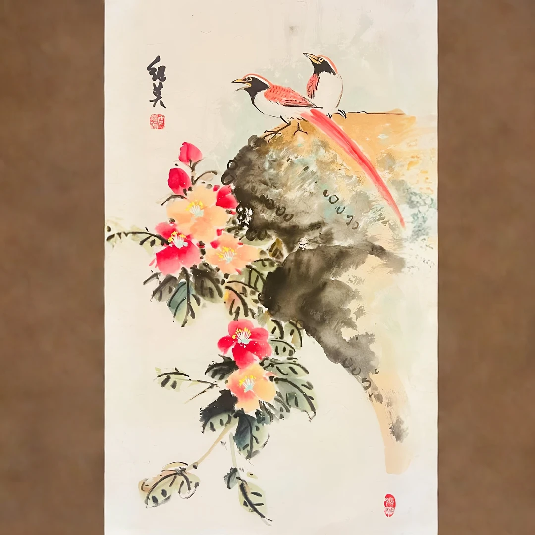 玄关挂画2025最新款高级感手绘作品：《花鸟图》异色
