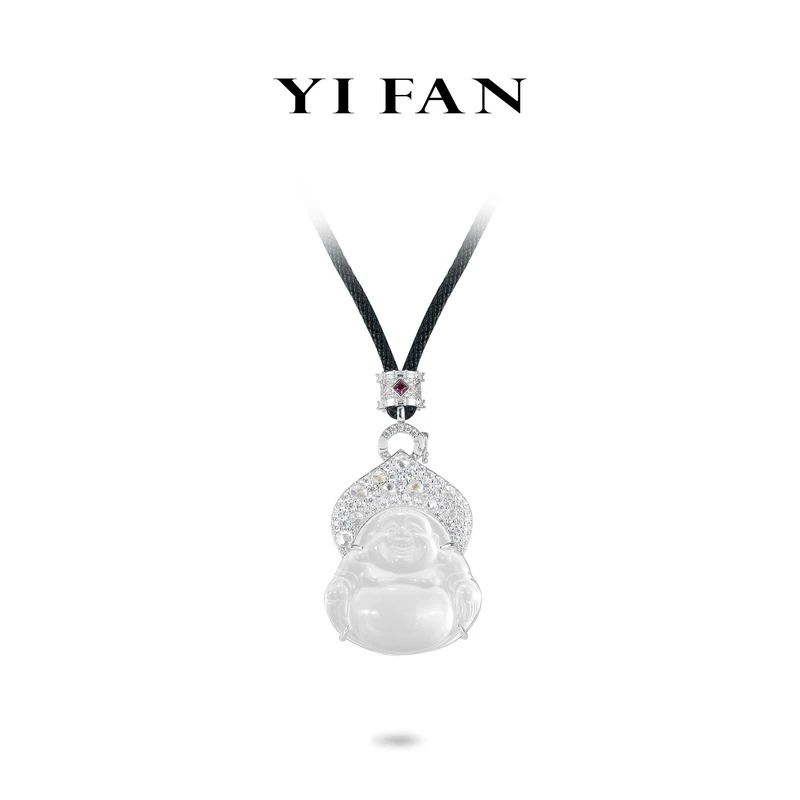 吊坠925银合成锆石 2359-白色佛公项链