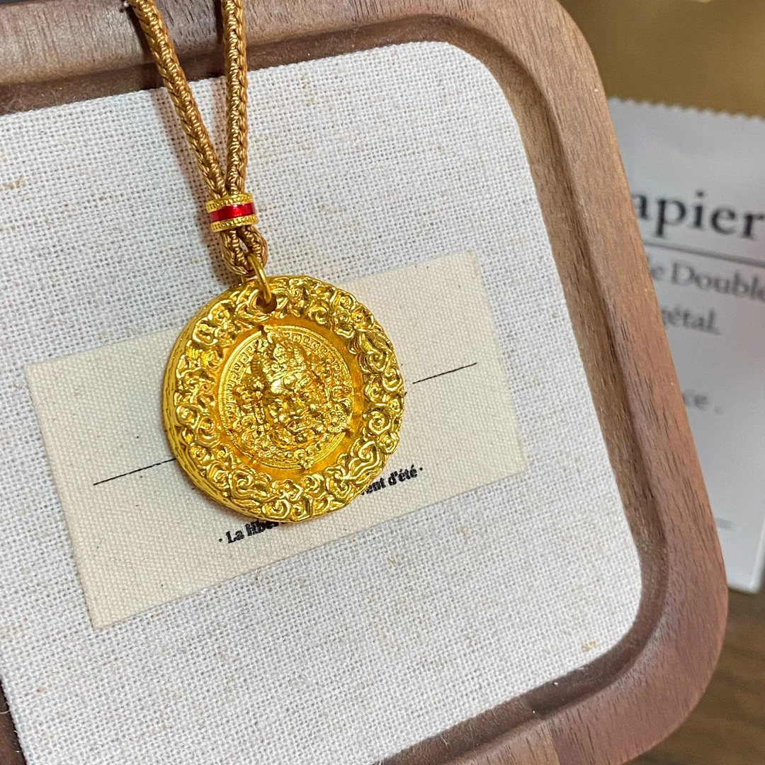 铜合金吊坠 铜合金新中式黄财财醒狮罗盘吊坠项链181——198