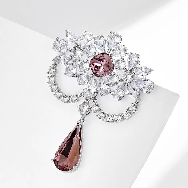 铜合金仿水晶胸针 禧娘娘-时尚创意复古大衣胸针-S3574