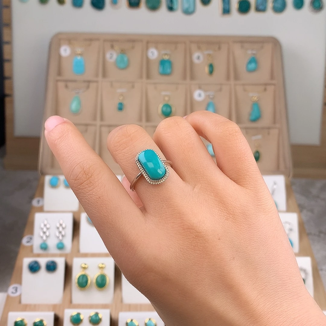 绿松石银S925镶嵌戒指