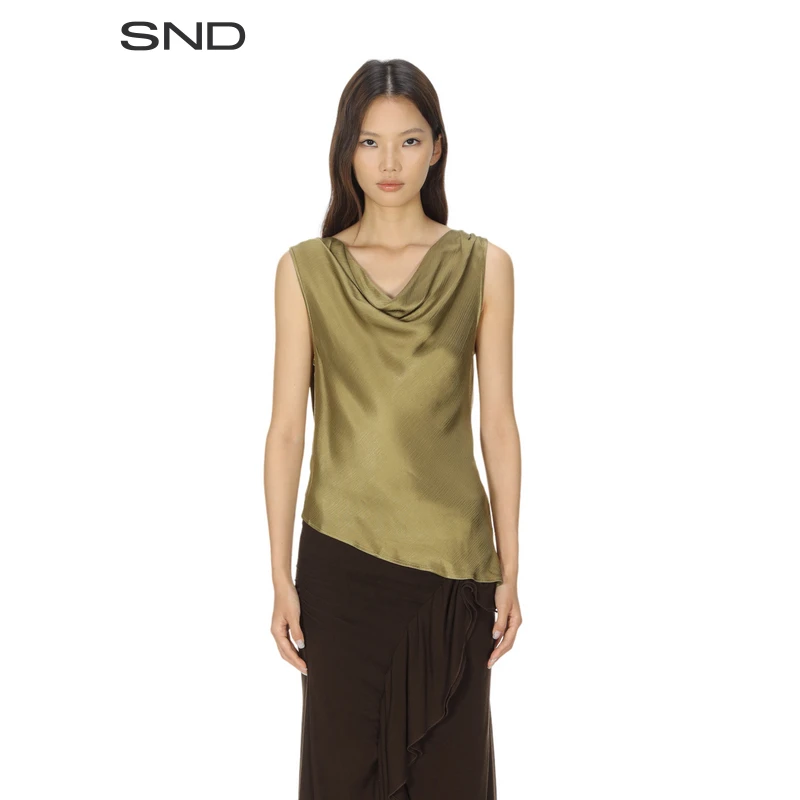 【UNCHATGRIS 设计师品牌】SND AW25  荡领不对称下摆立裁无袖上衣