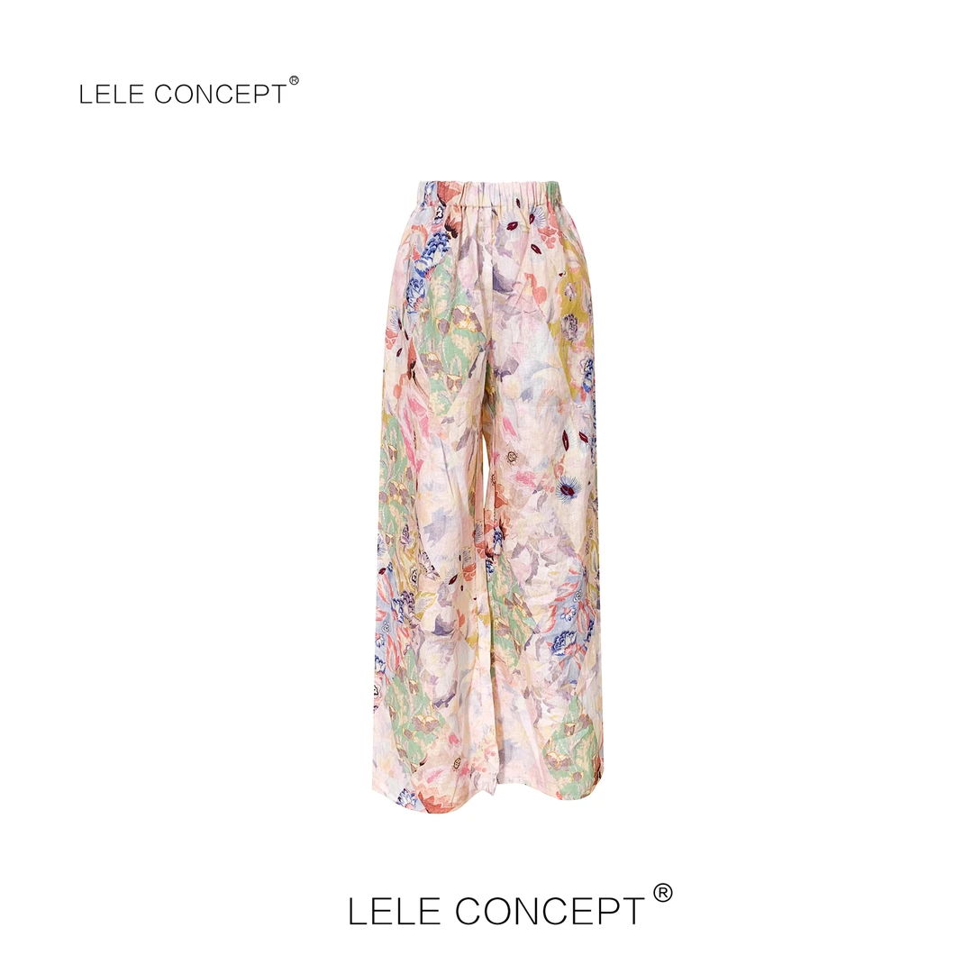 LELE CONCEPT丨春夏氛围感设计款拼接花裤子K0383