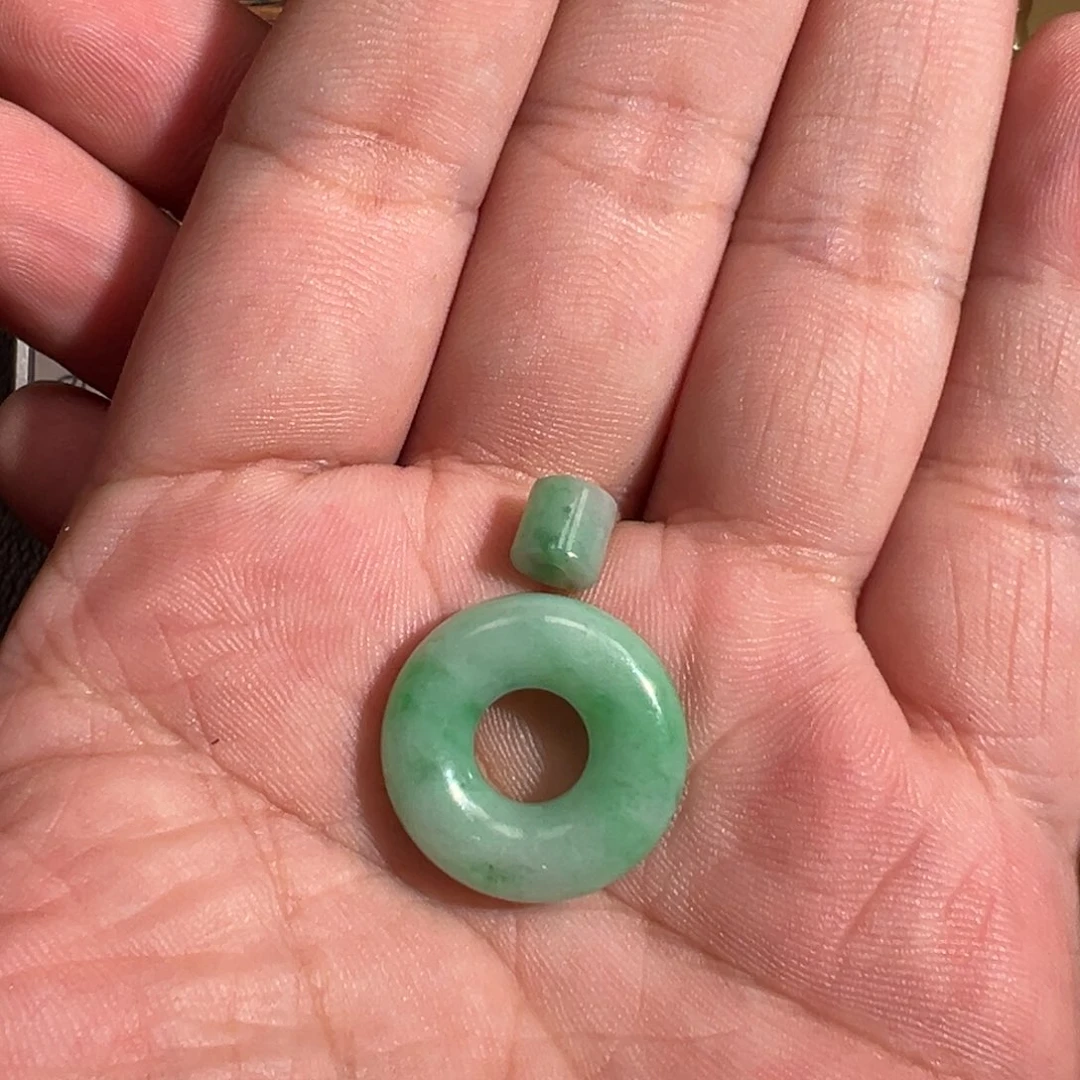翡翠未镶嵌颈饰缅料满果绿面包圈糯种亏清21.6/6.1mm