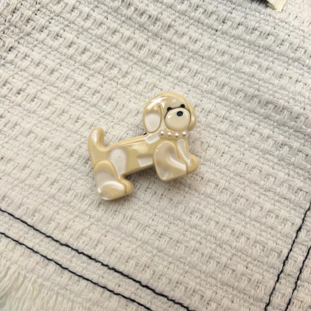 D148奶咖色狗狗醋酸边夹