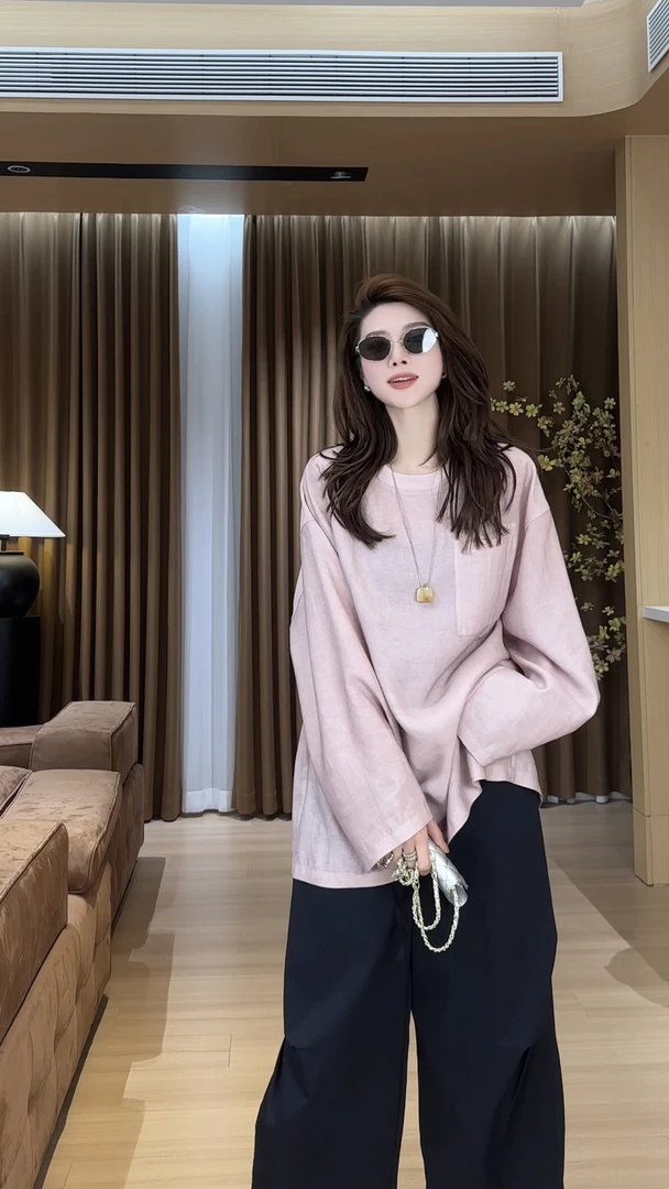 月月不吃鱼2025春夏小众设计极简单口袋轻薄款上衣 2503C1421