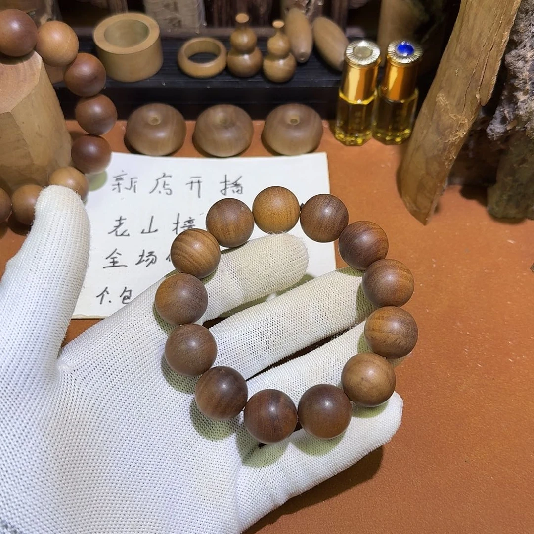 檀香木百年系列1.8×13颗虎皮纹瑕疵珠