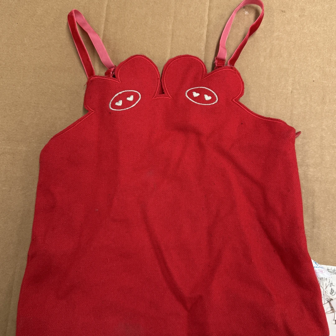 女宝红色吊带背心裙