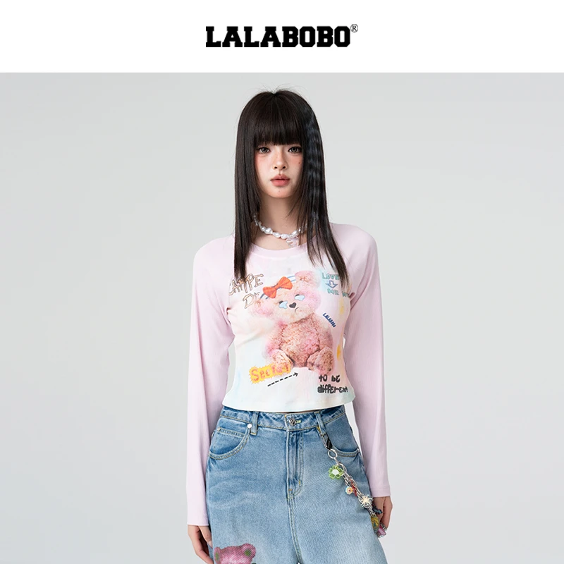 LALABOBO长袖圆领打底休闲修身T恤LBEA-WSDT31