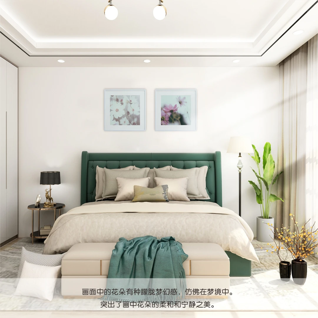 C7桑格花二联装饰画  ps/塑料画框 51*51