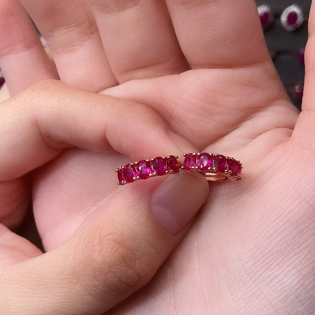 耳饰红宝石银S925镶嵌