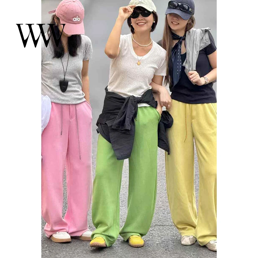 纯色阔腿宽松阔腿裤直筒休闲卫裤百搭夏季长裤