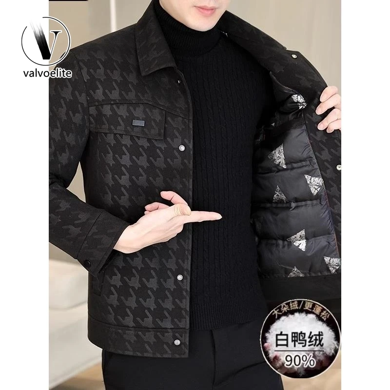 VALVOELITE秋冬季加厚白鸭绒夹克男士装冬装休闲保暖羽绒服外套男