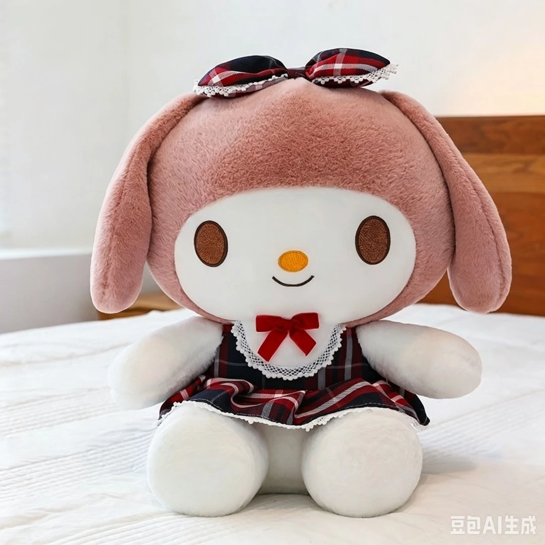 可爱格子裙美乐蒂毛绒玩具公仔抱枕儿童女生生日礼物
