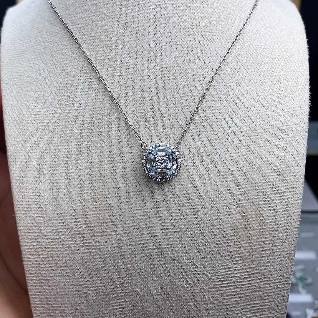 银S925镶嵌套链海蓝宝石不含证书