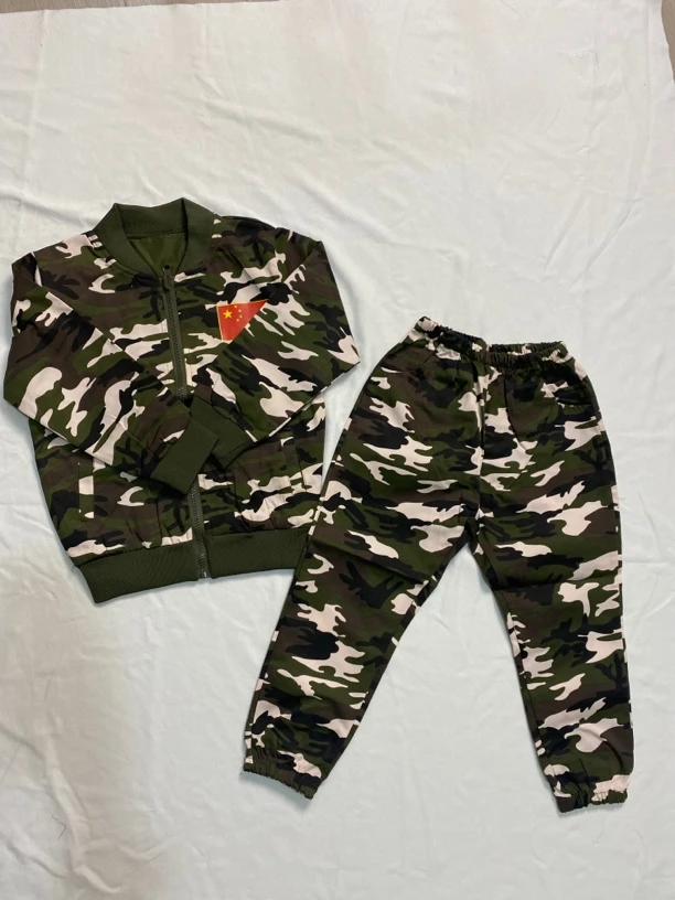 儿童迷彩服套装春秋新款军训服套装双面穿