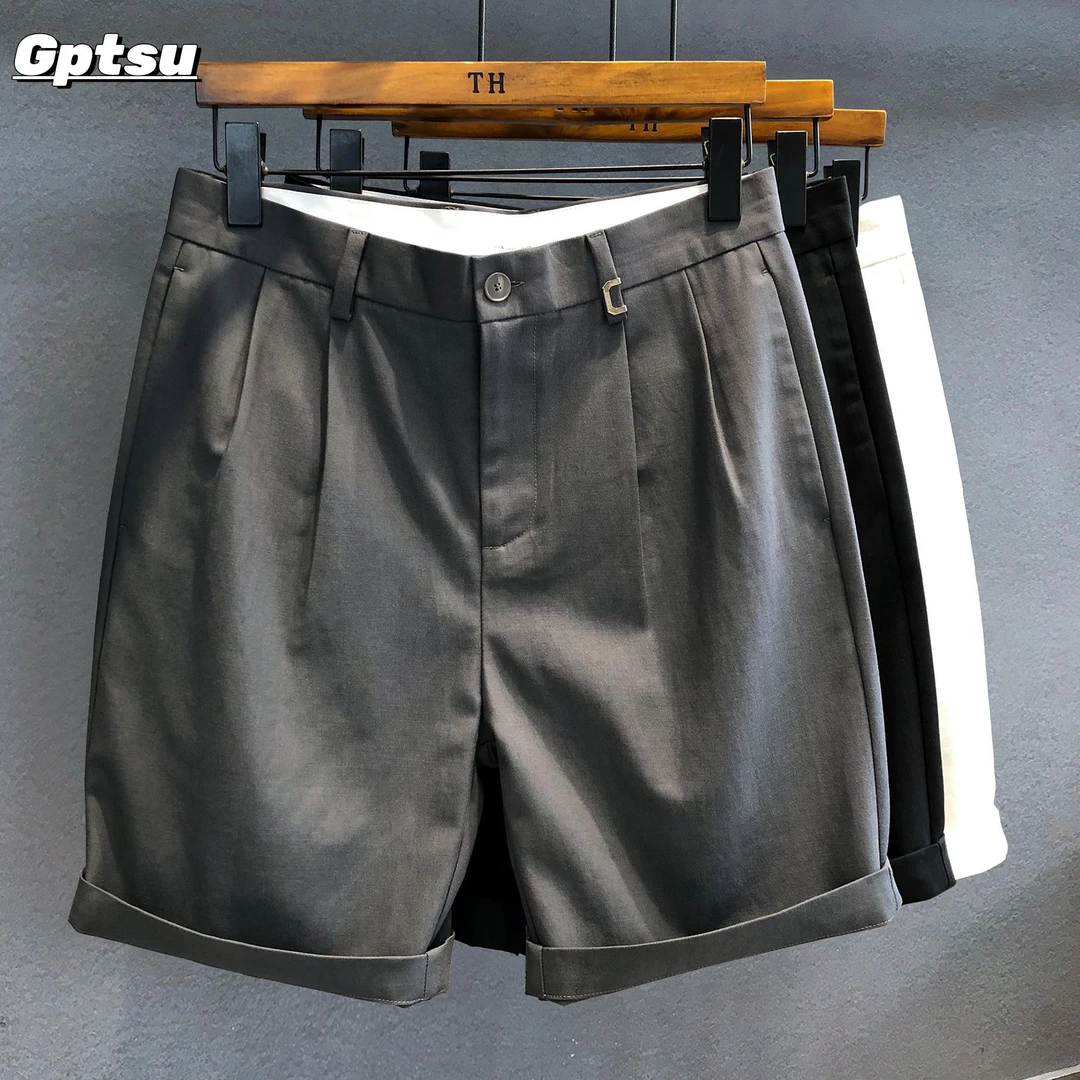 GPTSu柔顺触感高端纯棉轻商务休闲西裤男短裤夏季薄款裤子五分裤
