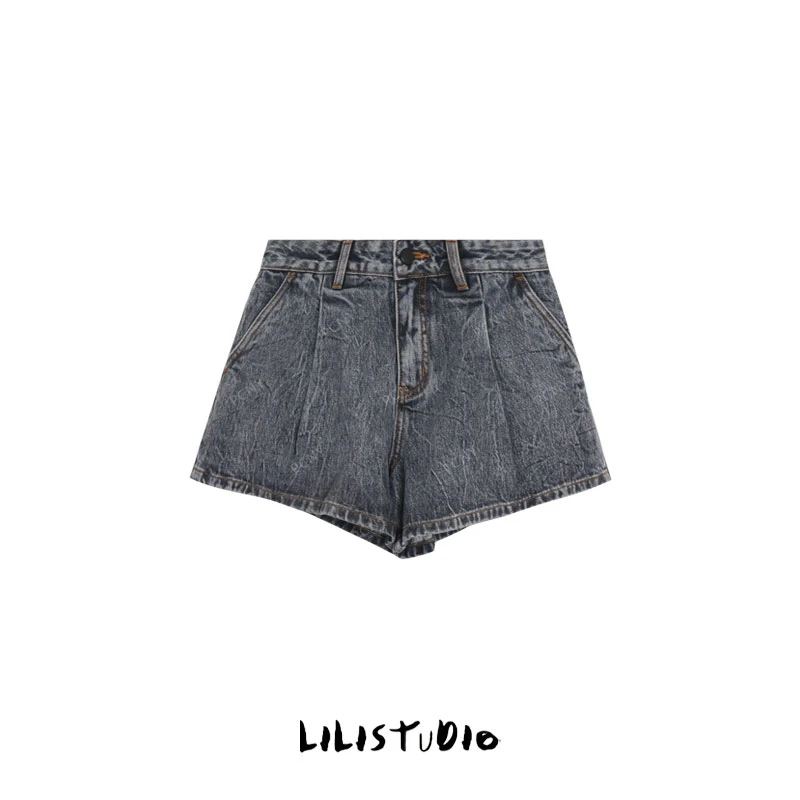 PCNY「漫步暖巷」不理理夏季新款小众女装时尚休闲雪花牛仔短裤