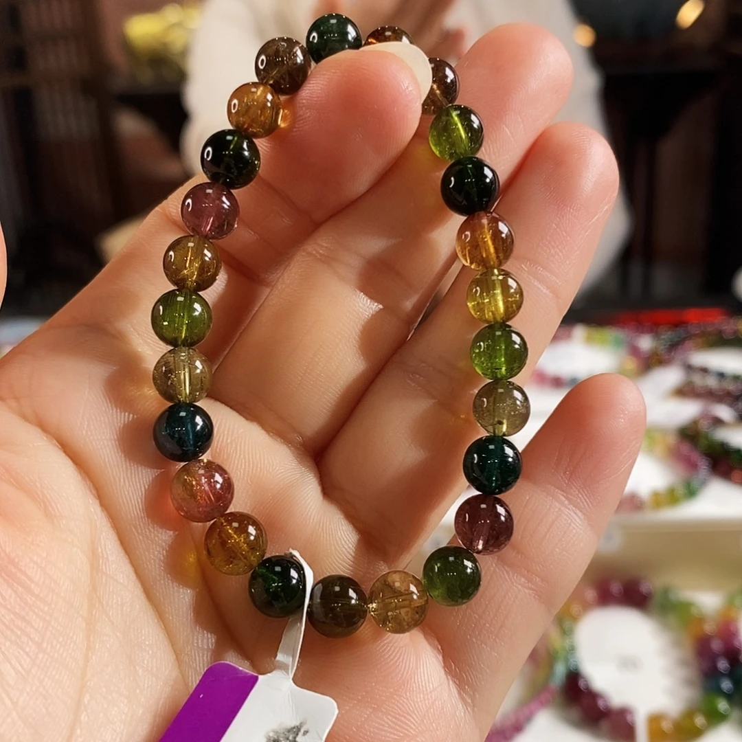 碧玺未镶嵌手链G2498素圈颜色微差