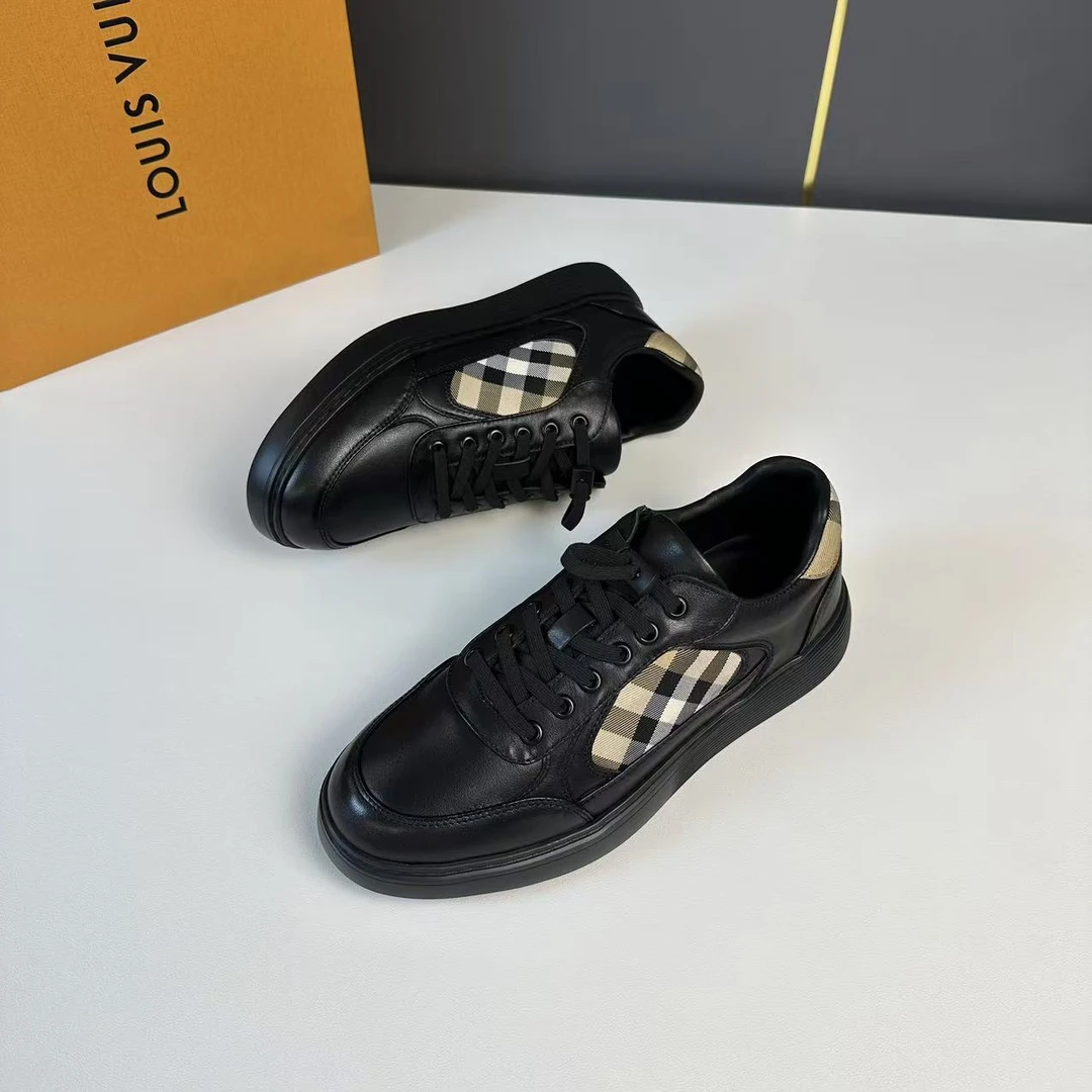 男士休闲皮鞋休闲鞋高端轻奢时尚一脚蹬板鞋超轻软底皮鞋真皮黑色