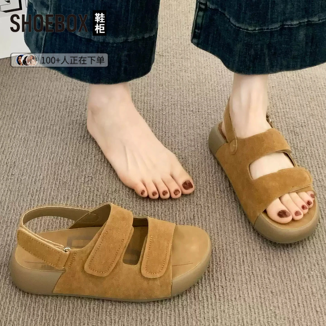 SHOEBOX鞋柜厚底勃肯凉鞋女外穿2025新款百搭休闲运动沙滩罗马鞋