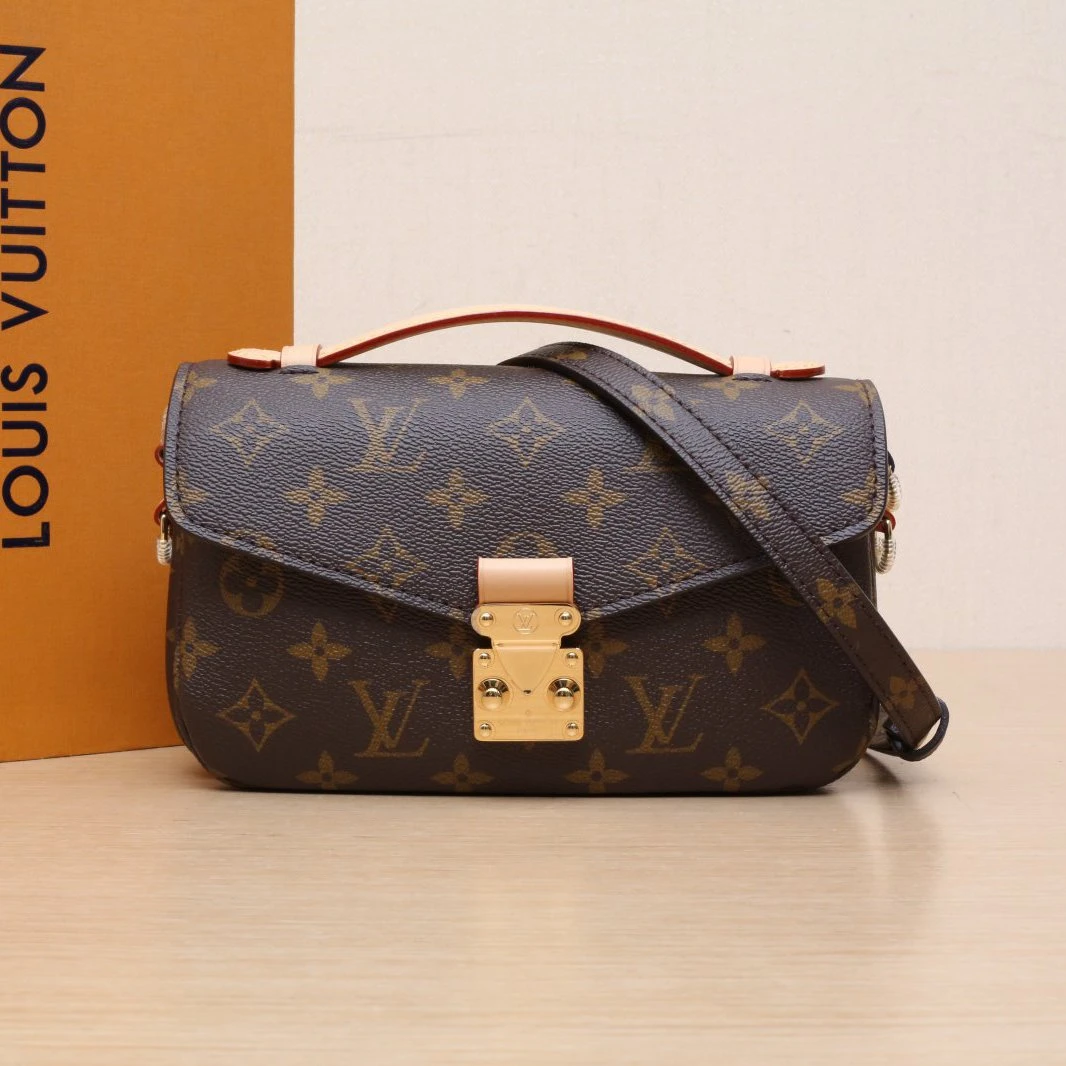 99新 LouisVuitton/路易威登 小花攀攀横版邮差包 老花 芯片