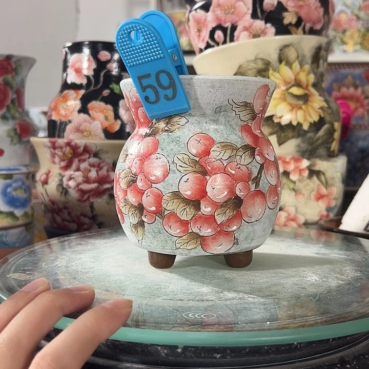 景德镇幸运花盆手绘韩式花盆