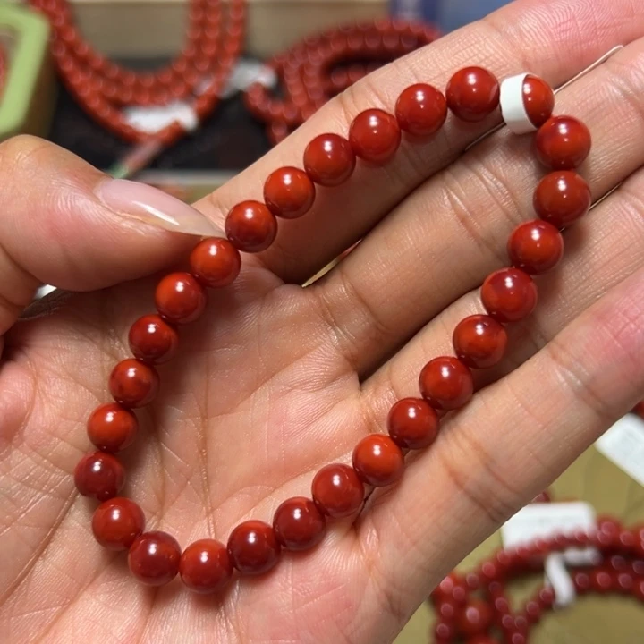 未镶嵌手串南红玛瑙 玫锦双色 约7.2mm 色肉兼具