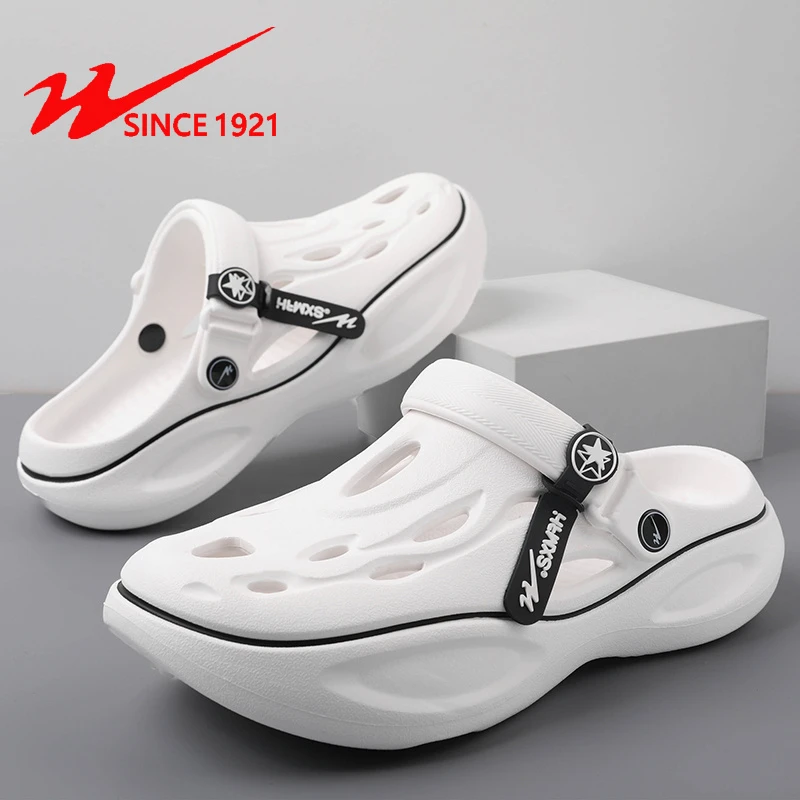 双星八特外穿厚底休闲男士洞洞鞋夏季凉鞋防臭透气防滑拖鞋包头拖